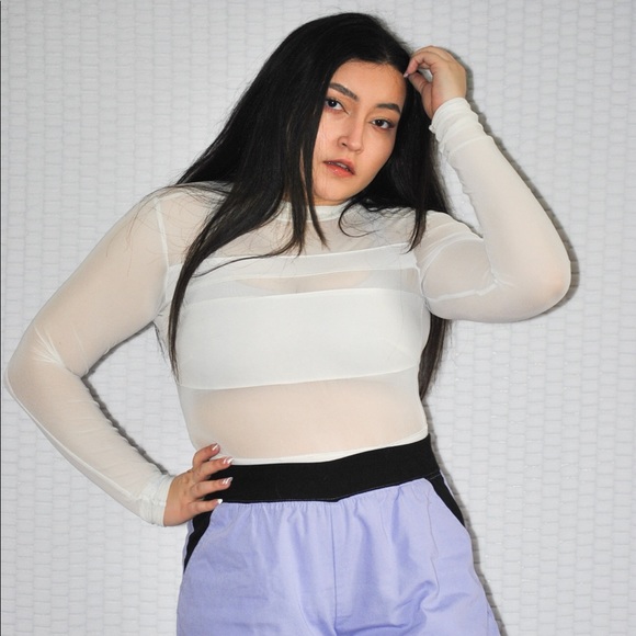 White mesh forever 21 bodysuit (small) - Picture 2 of 3